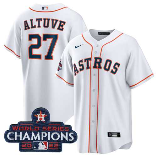 Men's Houston Astros #27 Jose Altuve White 2022 World Series Champions Home Stitched Baseball Jersey,We sell and wholesale Men's Houston Astros #27 Jose Altuve White 2022 World Series Champions Home Stitched Baseball Jersey on line form chian!